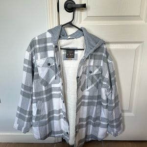 Cozy Plaid Jacket in Grey and White. Never Worn